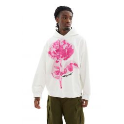 Flower Printed Cotton Hoodie - Natural White