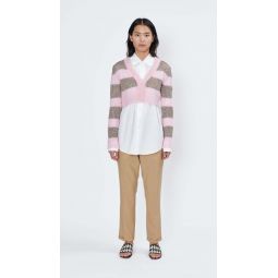 Mohair/Wool Short Cardigan - Pink Stripe