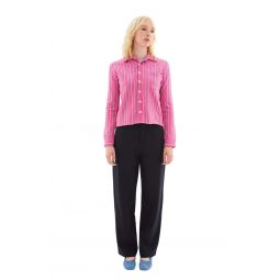 Striped Long-Sleeved Shirt - Pink/White/Blue