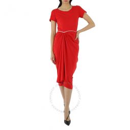 Ladies Ruched Cut-Out Round Neck Midi Dress, Brand Size 38 (US Size 4)