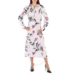 Ladies Floral Cotton Poplin Midi Dress, Brand Size 40 (US Size 6)