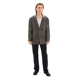 Empty Single Breasted Jacket - Wet Look Khaki