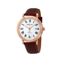 Mens City Leather White Dial