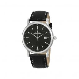 Mens City Cuir Leather Black Dial