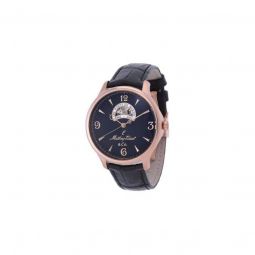 Men's Edmond Auto Havana Genuine Leather Black Dial Watch