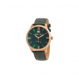 Men's Edmond Genuine Leather Green Dial Watch