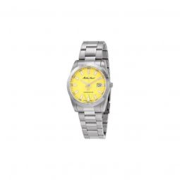 Men's Mathy Sunray Stainless Steel Yellow Dial Watch