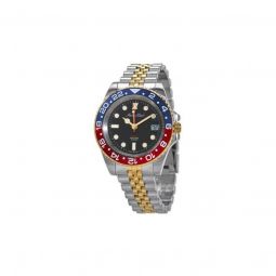 Men's Rolly Vintage GMT Stainless Steel Black Dial