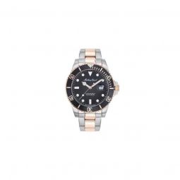 Men's Mathy Vintage Quartz 42mm Stainless Steel Black Dial Watch