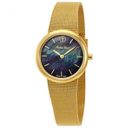 Milly Black Mother of Pearl Dial Ladies Gold Tone Watch