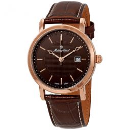 City Brown Dial Brown Leather Mens Watch