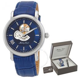 Skeleton Automatic Blue Dial Mens Watch