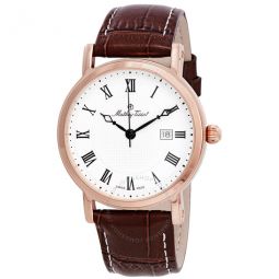 City White Dial Brown Leather Watch