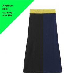 Colour Block Knit Skirt - Navy/Black
