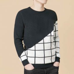 Fill in the Grids Wool Cashmere Blend Sweater - Black