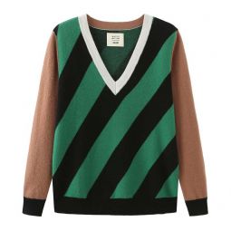 Earn Your Wool Cashmere-Blend Sweater - Green/Black