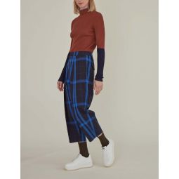 Note to Self Embroidered Tartan Plaid Pants - Navy