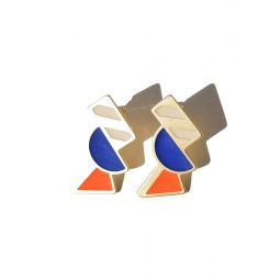 Tilt Earrings - Orange/Blue