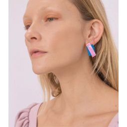 Double Up Earrings - Terrazzo Pink on Blue