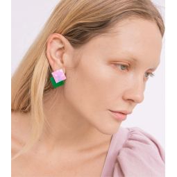 Double Diamond Earrings - Terrazzo Pink/Green