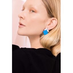 Double Diamond Earrings - Blue Marbled
