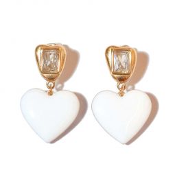 Precious Heart Earrings - Sparkly White