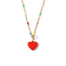 Humble Heart Necklace - Red/Pink