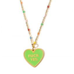 Fuck Yes Rainbow Necklace - Green