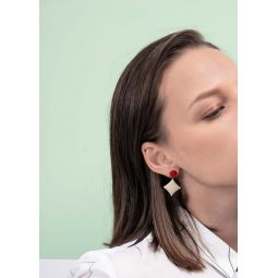 Diamond Earrings - Dots Stone & Maroon