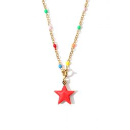 Shining Star Necklace - Red/Pink