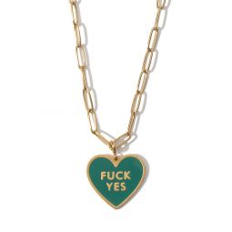 Fuck Yes Box Chain Necklace - Forest Green