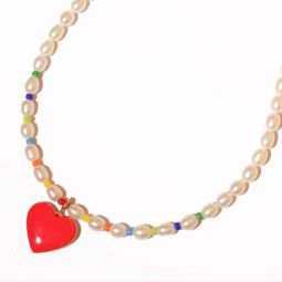 Follow your heart Pearl Necklace - Rainbow