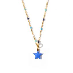 Shining Star Necklace - Cobalt/Bright Green