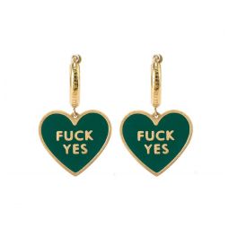 Fuck Yes Earrings - Dark Green/Reversible