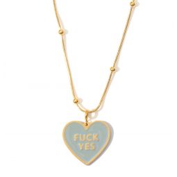 Fuck Yes Dots Necklace - Pea Green