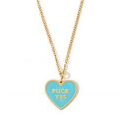 Fuck Yes Necklace - Cyan