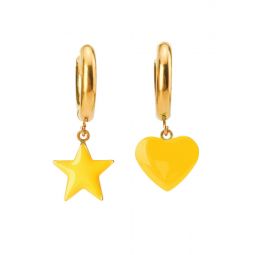 Sparkle Heart & Star Hoops - Yellow/Orange