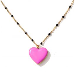 Follow Your Heart Necklace - Pink/Forest Green