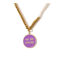 Not For Everyone Faux Pearl Necklace - Purple/Green