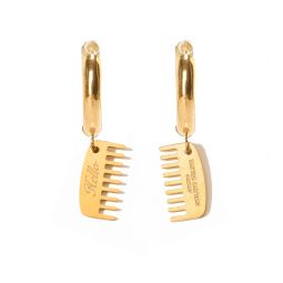 Hello Hair Comb Hoops - Gold
