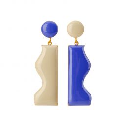Cliff Earrings on Dots - Stone/Royal Blue