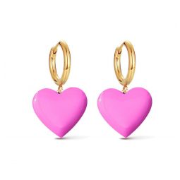 Hold Your Heart Hoops - Pink/Forest Green