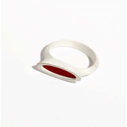 Red Agate Lake Dangle Ring - Sterling Silver