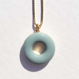 Donut Necklace - Pea Green/Stone