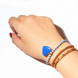 Heart to Heart Bracelet - Cobalt/Tan