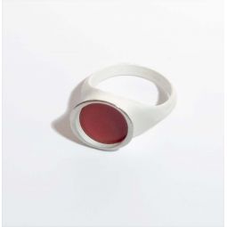 Sterling Agate Lake Round Ring - Silver Red