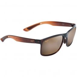 Maui Jim Huelo Polarized Rectangular Translucent Rootbeer Sunglasses - HCL Bronze Lens