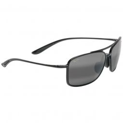 Maui Jim Kaupo Gap Polarized Aviator Black Gloss Sunglasses - Neutral Grey Lens