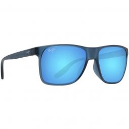 Maui Jim Pailolo Polarized Rectangular Matte Navy Sunglasses - Blue Hawaii Lens