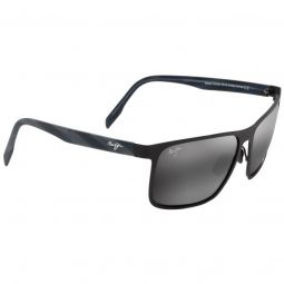 Maui Jim Wana Polarized Rectangular Matte Black Sunglasses - Neutral Grey Lens